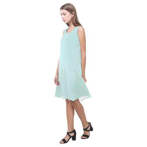 Soothing Sea Sleeveless Splicing Shift Dress(Model D17)