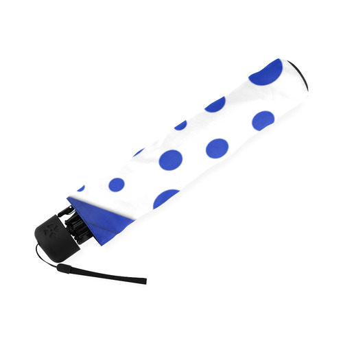 Polka Dots with Blue Sash  with Black Bottom Foldable Umbrella (Model U01)