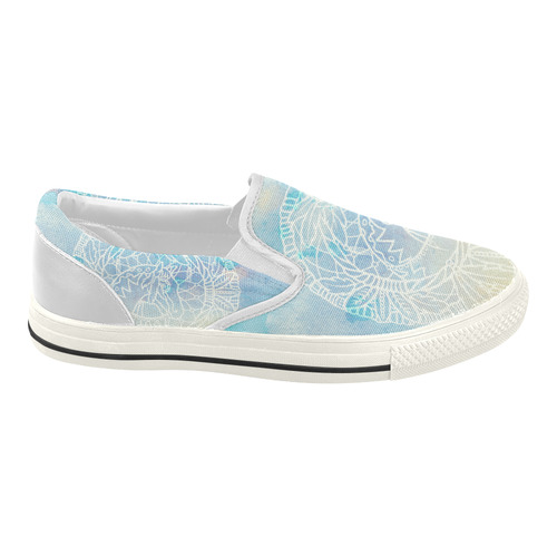 Indians Dreamcatcher HORSE Watercolor Painting Women's Slip-on Canvas Shoes (Model 019)