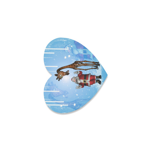 Funny Santa Claus and giraffe Heart Coaster