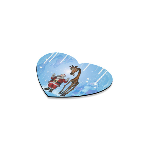 Funny Santa Claus and giraffe Heart Coaster