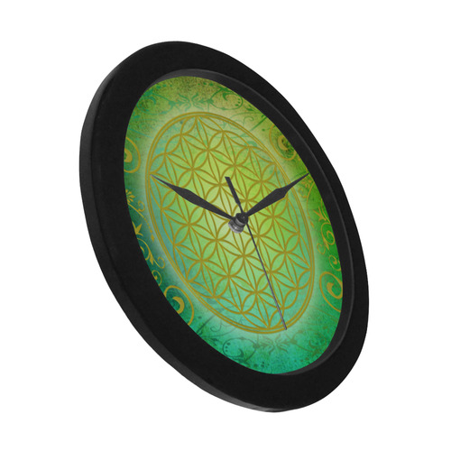 Symbol FLOWER OF LIFE vintage gold green Circular Plastic Wall clock