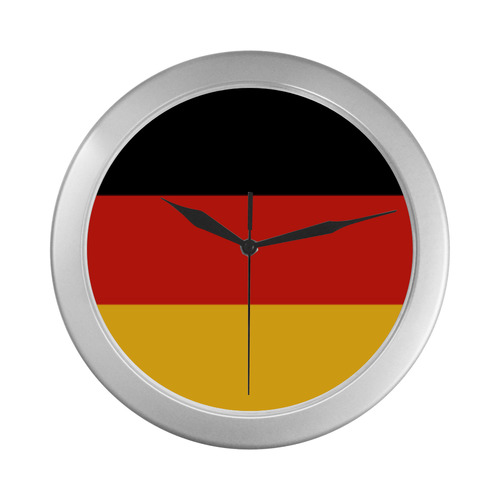 German Flag Colored Stripes Silver Color Wall Clock