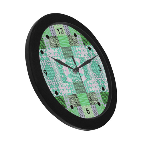Shapes Pattern Mix - Green Cyan Circular Plastic Wall clock