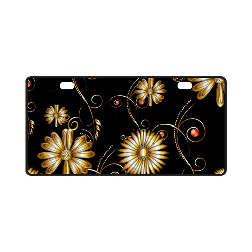 Flowers in golden colors License Plate