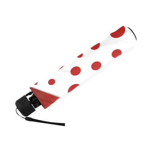 Polka Dots and Red Sash  with Black Bottom Foldable Umbrella (Model U01)