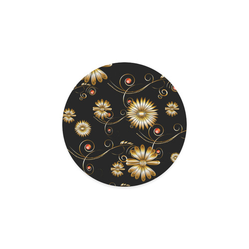 Flowers in golden colors Round Coaster