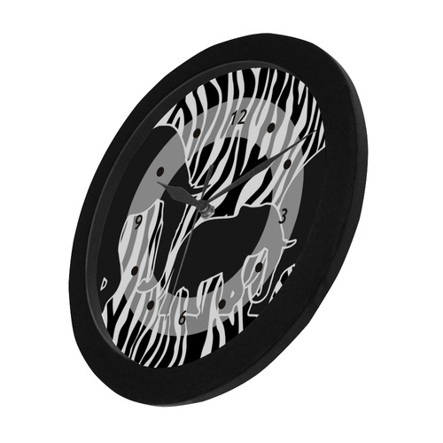 ELEPHANTS to Zebra Stripes Pattern black & white Circular Plastic Wall clock