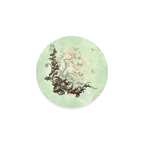 Flower power on soft green background Round Coaster