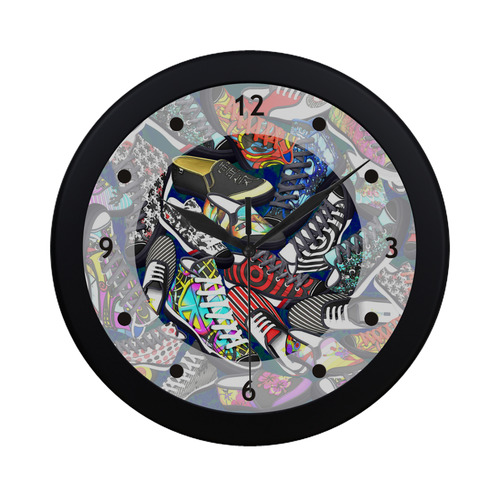 A pile multicolored SHOES / SNEAKERS pattern Circular Plastic Wall clock