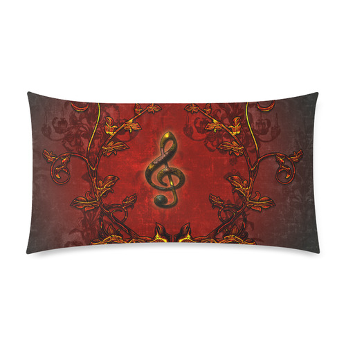 Music, clef and red floral elements