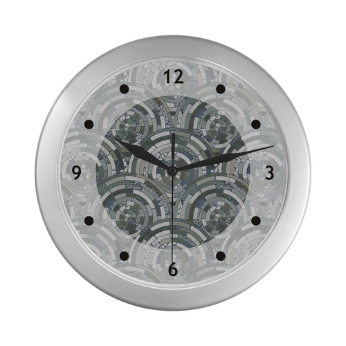 Stones Round Mosaic Pattern - grey Silver Color Wall Clock
