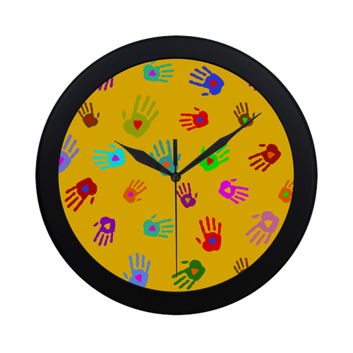 Multicolored HANDS with HEARTS love pattern Circular Plastic Wall clock