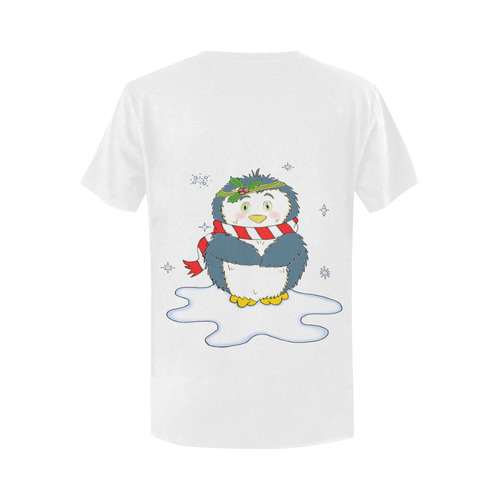 Adorable Christmas Penguin White Women's T-Shirt in USA Size (Two Sides Printing)