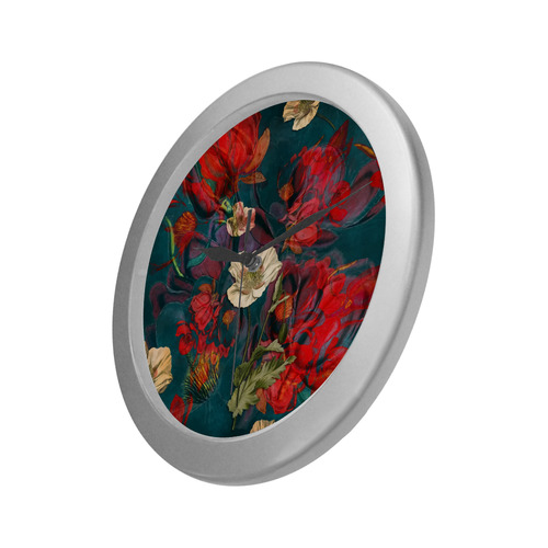 flora 3 Silver Color Wall Clock