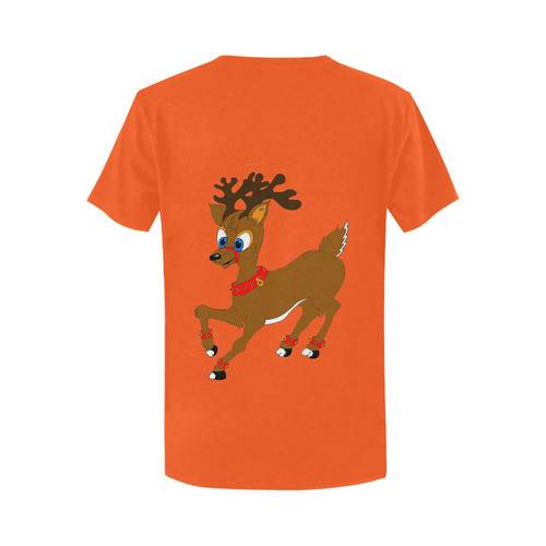 Christmas Reindeer Orange Women's T-Shirt in USA Size (Two Sides Printing)