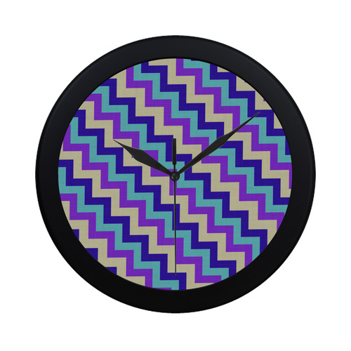 blue and purple chevron Circular Plastic Wall clock