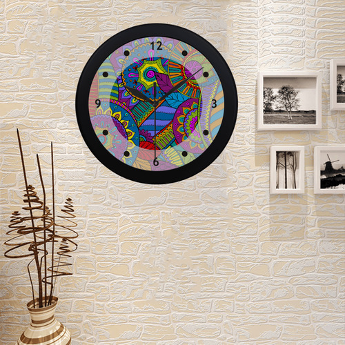 Pop Art PAISLEY Ornaments Pattern multicolored Circular Plastic Wall clock