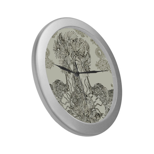 indes 3-2 offwhite Silver Color Wall Clock