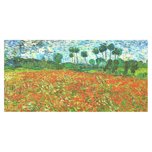 Vincent Van Gogh Field With Red Poppies Cotton Linen Tablecloth 60"x120"