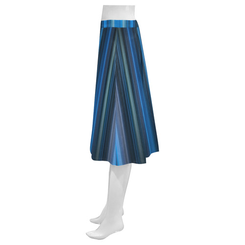 Brillant Blue Black Vertical Stripes Mnemosyne Women's Crepe Skirt (Model D16)