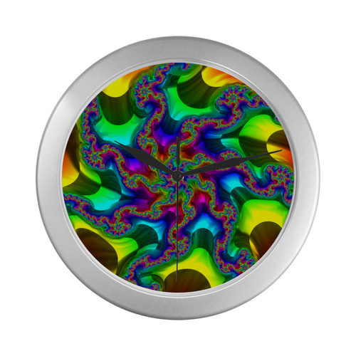 rainbowfractal Silver Color Wall Clock