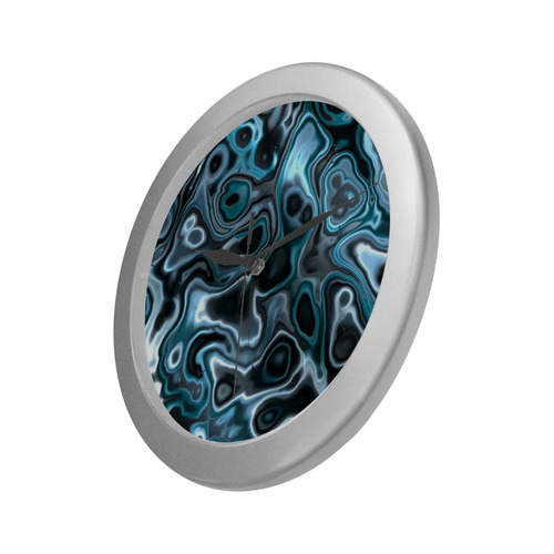 molten blue Silver Color Wall Clock