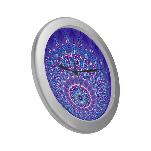 INDIA Patterns MANDALA BALL Blue Pink White Silver Color Wall Clock