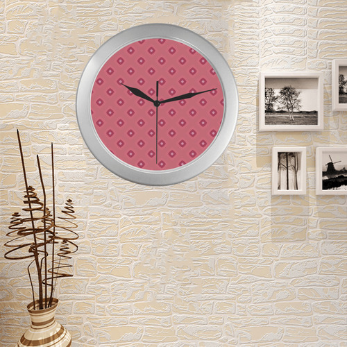 vintage pink diamonds Silver Color Wall Clock