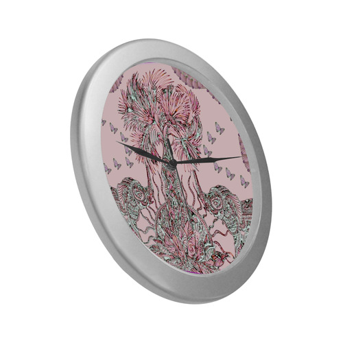 indes 3-  pink Silver Color Wall Clock