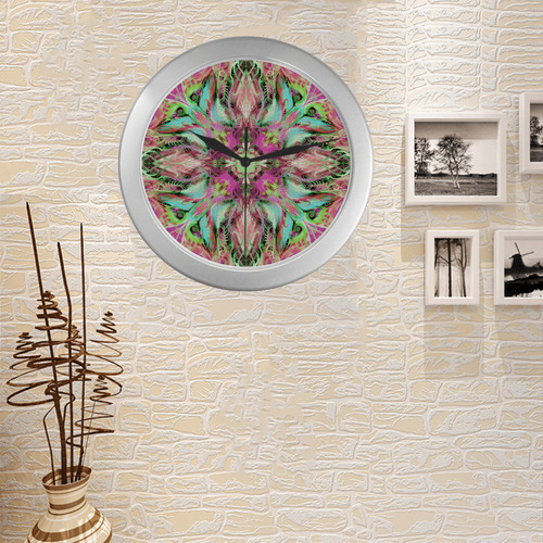 night party mandala 2 Silver Color Wall Clock