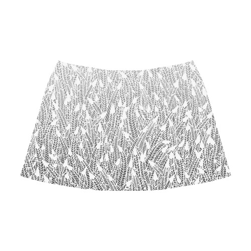 grey ombre feathers pattern white Mnemosyne Women's Crepe Skirt (Model D16)