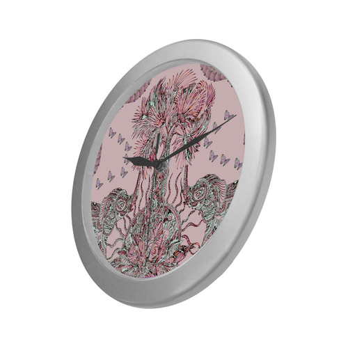 indes 3-  pink Silver Color Wall Clock