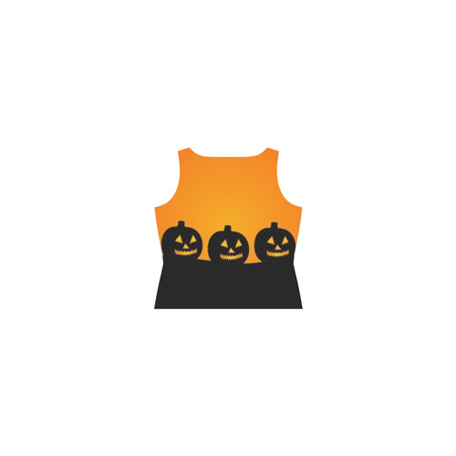 Halloween Jack-o-Lanterns Pumpkins Sleeveless Splicing Shift Dress(Model D17)