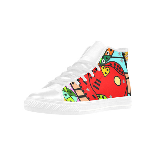 apple Popart by Nico Bielow Aquila High Top Microfiber Leather Men's Shoes/Large Size (Model 032)