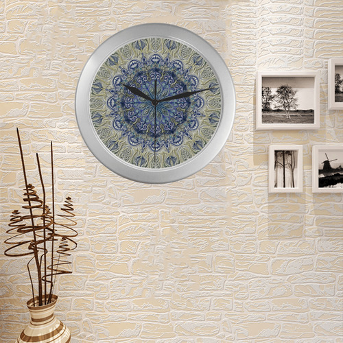 mandala1-2 Silver Color Wall Clock