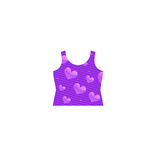 Purple Valentine Hearts Sleeveless Splicing Shift Dress(Model D17)