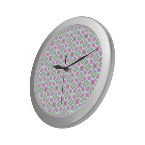 PINK AND GREEN Silver Color Wall Clock