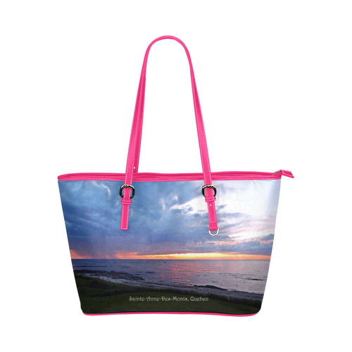 Sunset RainStorm Leather Tote Bag/Large (Model 1651)