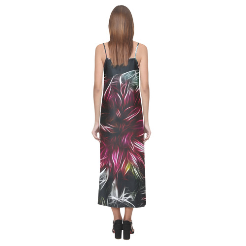 Brilliant Fractal Flower Of Light V-Neck Open Fork Long Dress(Model D18)