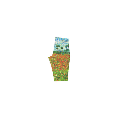Vincent Van Gogh Field With Red Poppies Hestia Cropped Leggings (Model L03)
