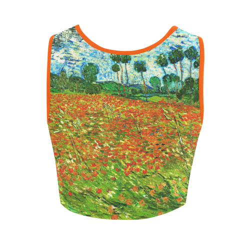 Vincent Van Gogh Field With Red Poppies Women's Crop Top (Model T42)