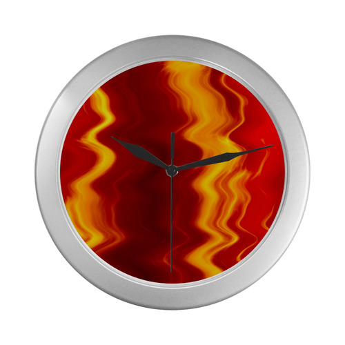 WAVEY FLAME Silver Color Wall Clock