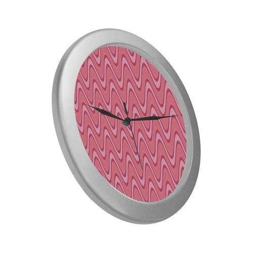 pink waves Silver Color Wall Clock