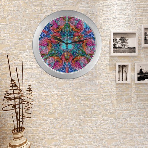 rosace Silver Color Wall Clock