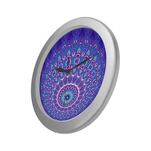 INDIA Patterns MANDALA BALL Blue Pink White Silver Color Wall Clock