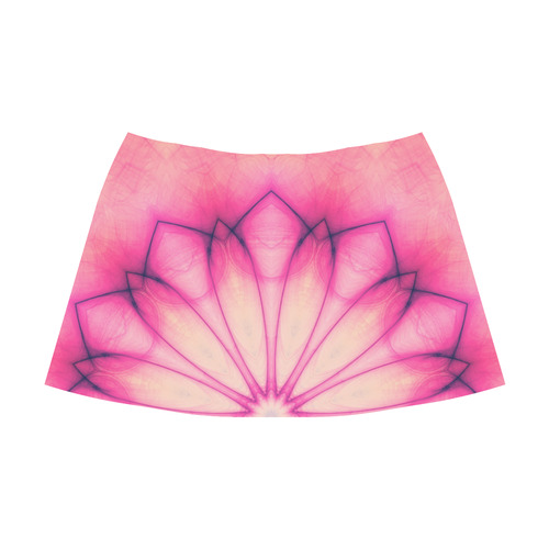 Pink Ink Flower mandala abstract floral art Mnemosyne Women's Crepe Skirt (Model D16)