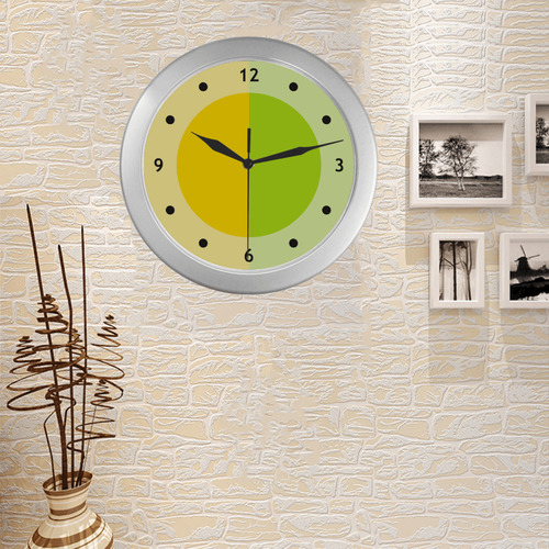 Only two Colors: Sun Yellow - Spring Green Silver Color Wall Clock