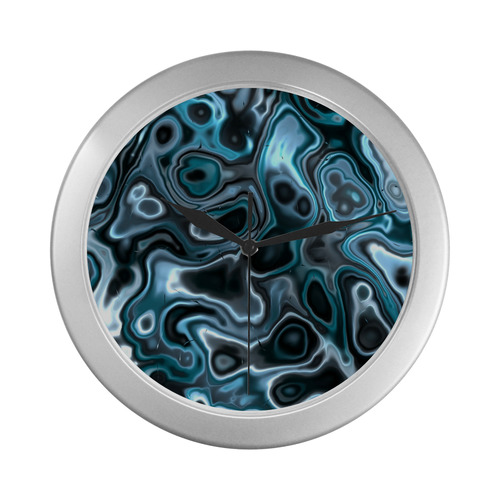 molten blue Silver Color Wall Clock