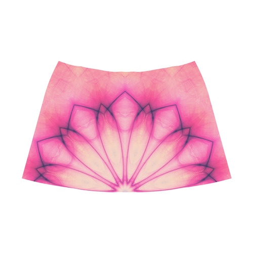 Pink Ink Flower mandala abstract floral art Mnemosyne Women's Crepe Skirt (Model D16)